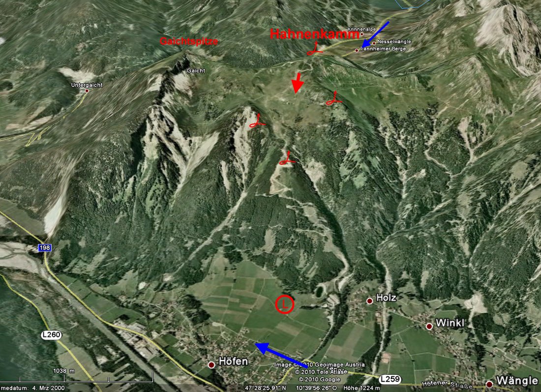 Hahnenkamm aus Google Earth